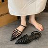 Fashion 2025 New Retro Style Summer Pointed Toe Women Sandals Fashionable Sexy Hollow Out Ladies Outdoor Dress Flats Gladiator Sandals