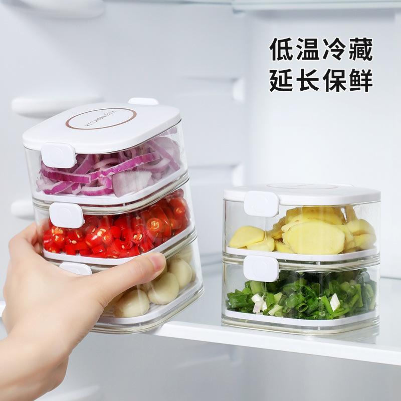 Scallion Fresh-keeping Box, Kitchen Onion and Ginger Storage Fresh-keeping Box Can Be Stacked, Food Sealing Box, Storage Box, Refrigerator Storage Box