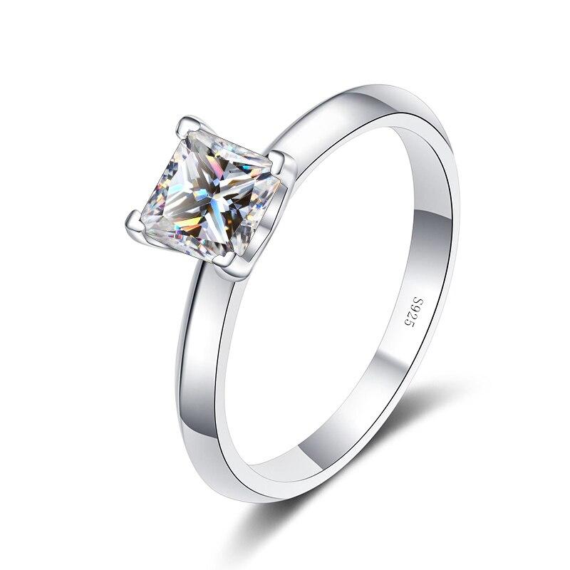 Bague Ringen 1 oder 2 CT Princess Cut Moissanite Solitaire Ring für Frauen Farblos Hohe Qualität 100% S925 Sterling Silber Band GRA