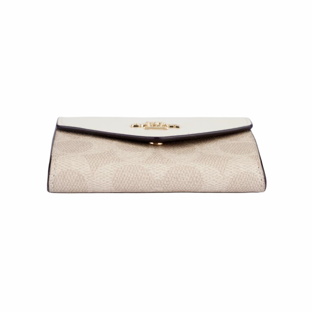Coach Flap Card Case 10 Brand Logo Coated Canvas Card Holder Mini Women Card Holder Chalk-White CZ272-IMXDM