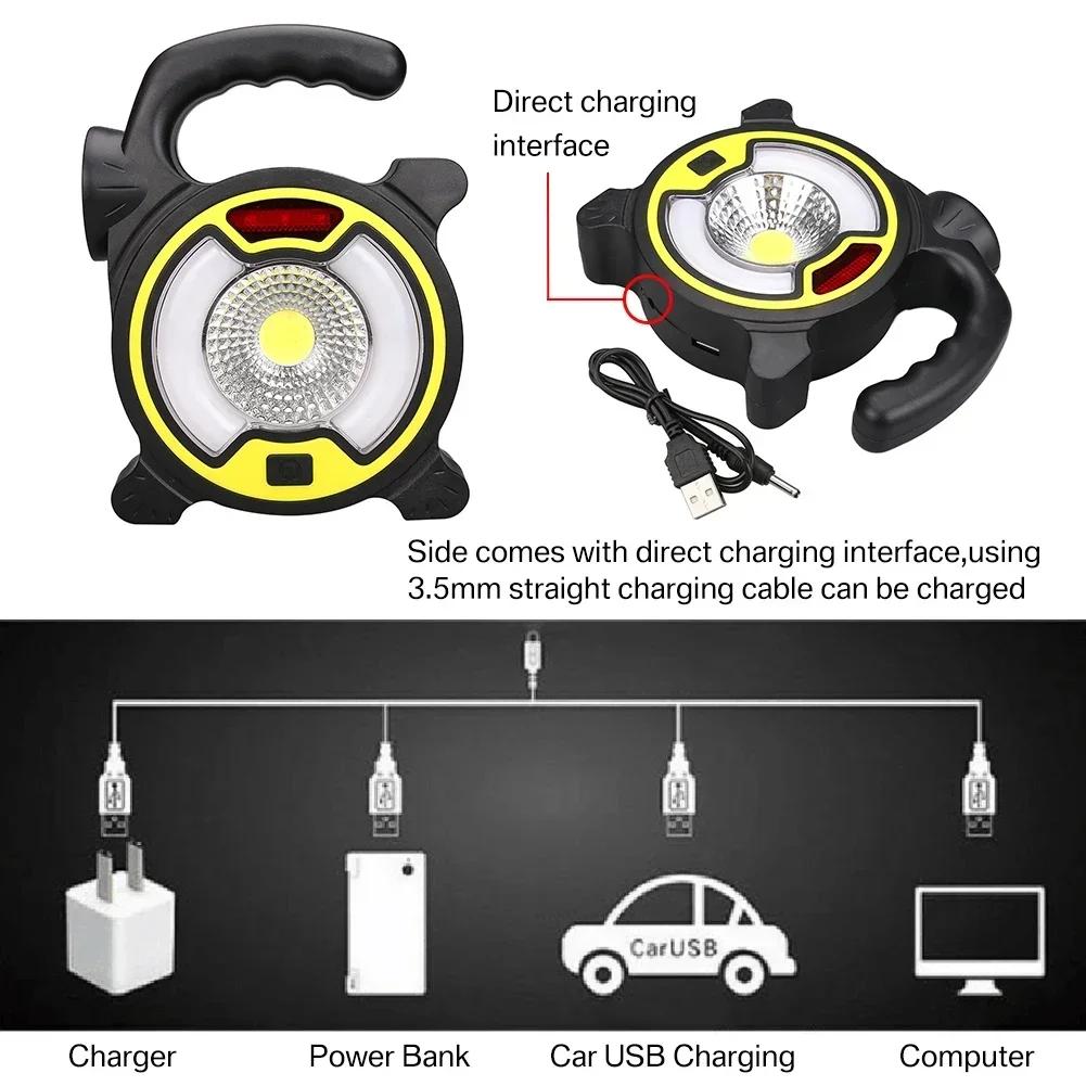 LED COB Work Lamp Portable Lantern Spotlight Searchlight Outdoor Camping Light Mini Handheld Work Light Flashlight for Camping