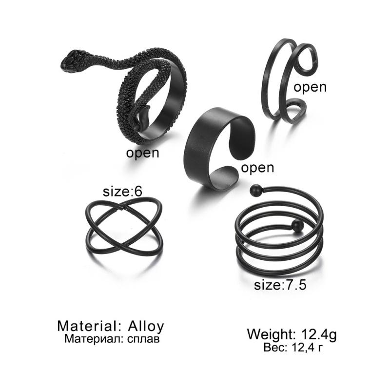 Vintage Snake Shape Ring For Girls Dark Lolita Style Simple Rings Set Jewelry Gifts For Women
