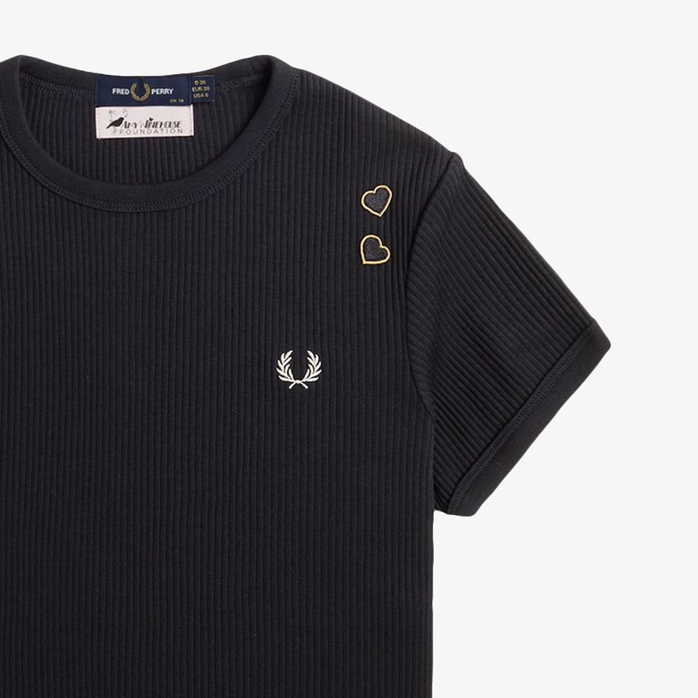 Fred Perry [Amy Winehouse] Ribbed T-Shirt - Black Afpf2519112-102