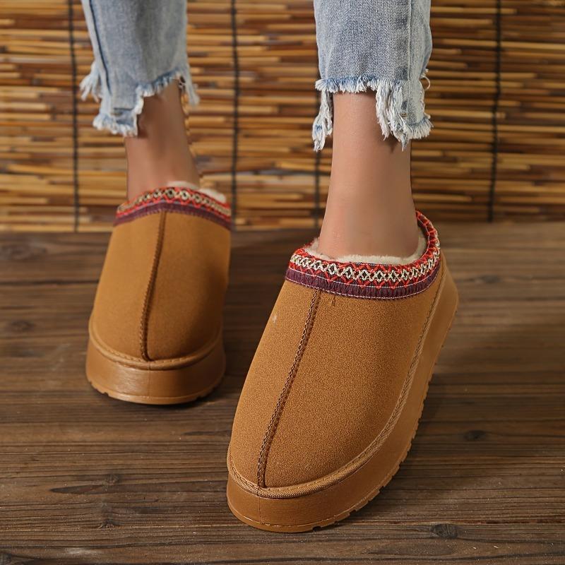Fashion Platform Slippers for Women Winter Warm Snow Boots Cotton Fluffy Ladies Slides Luxury Designer Height Increasing Shoes Size36-42