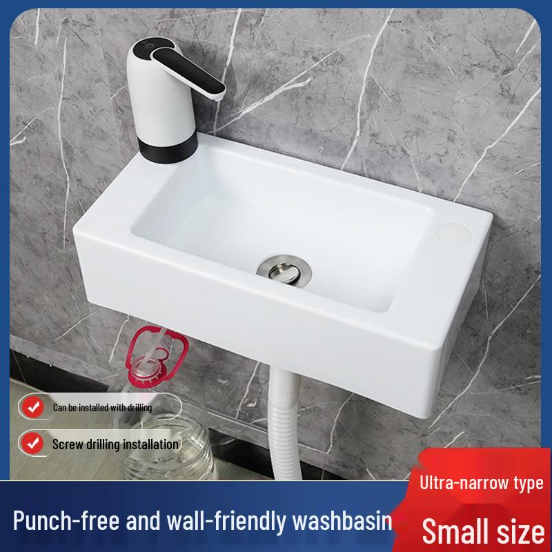 Compact Wall-Mounted Rectangular Washbasin for Small Spaces