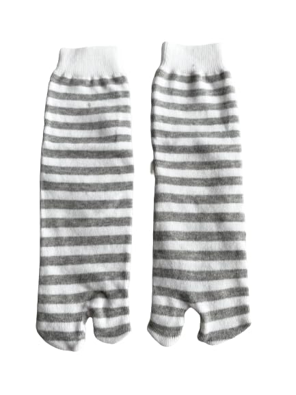 Tabi Socks with 3 Elastic Loose Cotton Outer Striped Set Women's Non-Slip Finish, Pairs, Cuffs, Fit, 100% Thread, Pattern, 3-Pair (Colors Available)