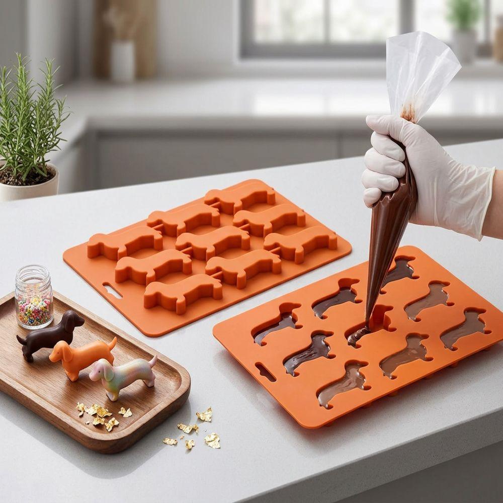 Dog Shaped Silicone Ice Cube Tray Silicone Baking Mold Reusable Dachshund Dog Mold Cake Decoration