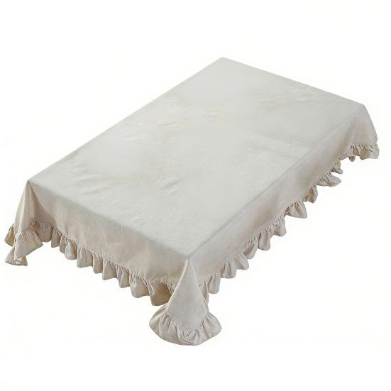 Solid Color Ruffled Tablecloth Rectangular Square Table Cover Dining Tablecloth for Farmhouse Kitchen Dining Room Patio Decoration