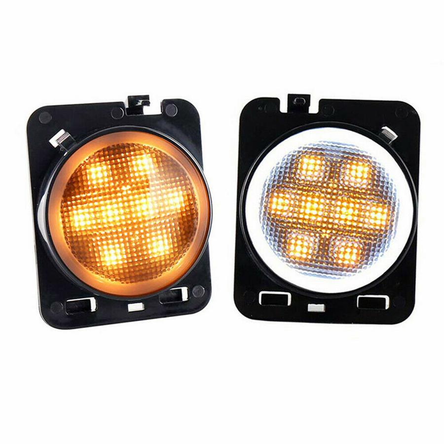 2pcs Front Fender Side Marker Led Light Angel Eye For Jeep Wrangler JK 2007-2017