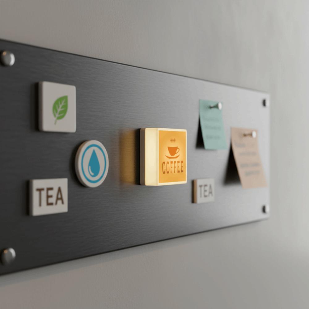 Touch-sensitive Glowing Coffee Shop Fridge Magnet Sounding Adjustable Light Brightness Coffee Light Box Sticker Square