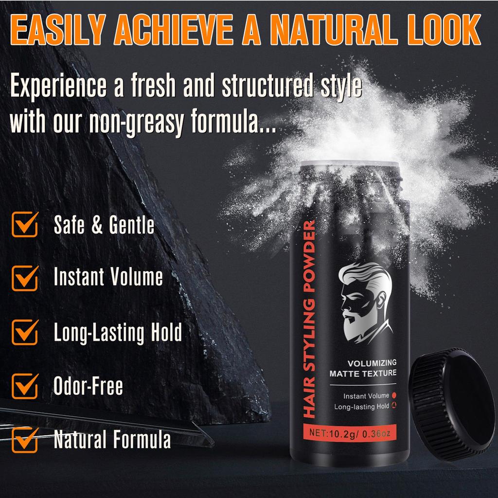 Haar-Styling-Puder, natürliches und lang anhaltendes Haar-Styling-Puder für Männer 10,2 g