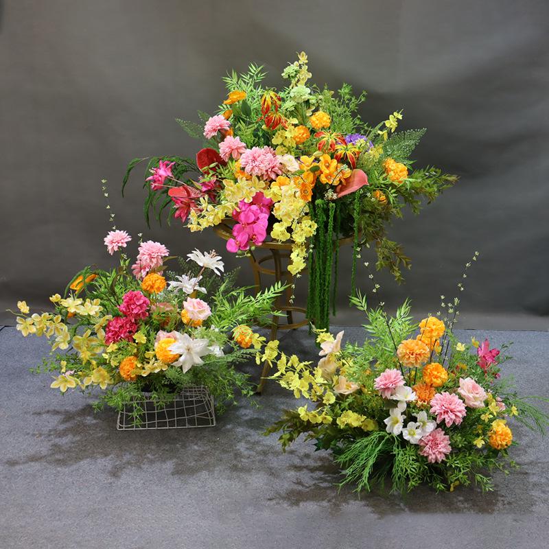 Dopamine Wedding Aisle Flowers: Monet Garden Style, Soft Decorative Flower Strip, Colorful Display.