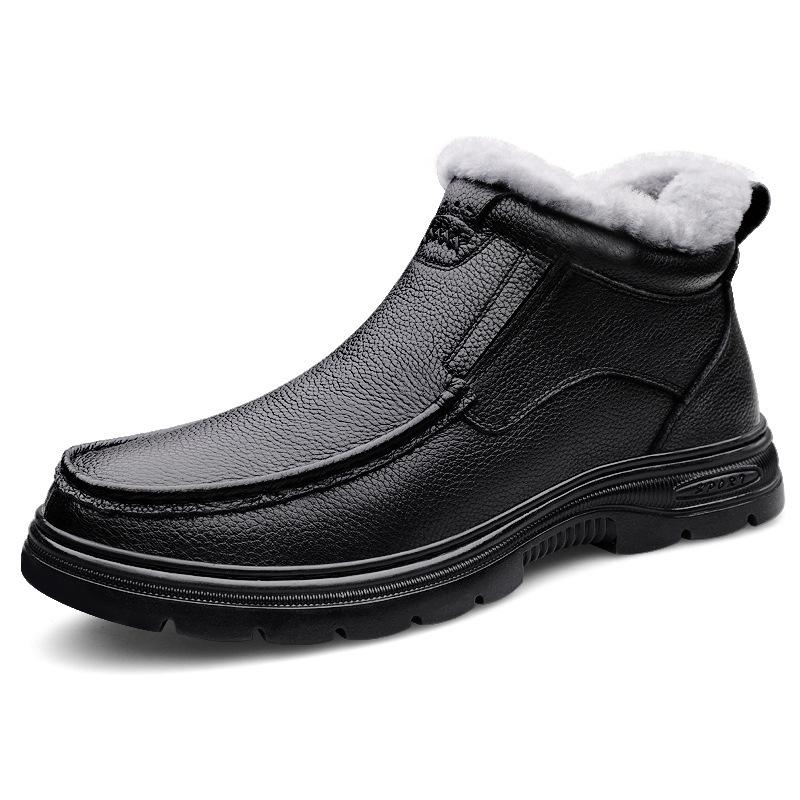 Men s Plus Velvet High-Top Martin Boots - Winter/Autumn Cowhide Warm Cotton Boots 42