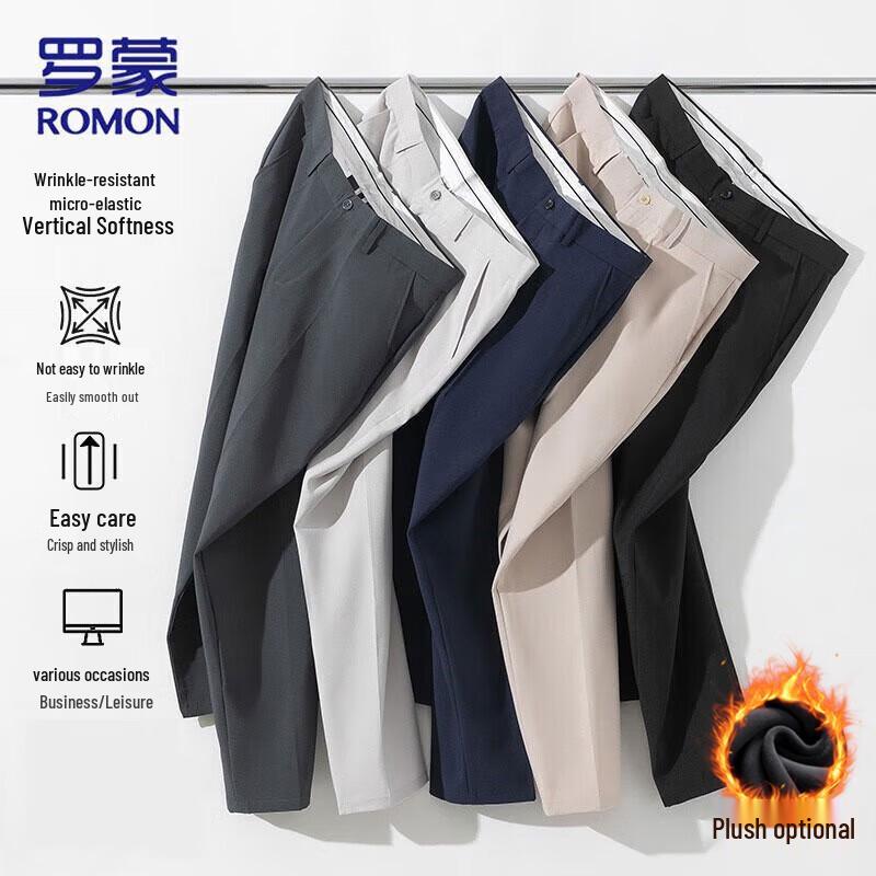 

ROMON Men s Anti-Wrinkle Commuter Straight-Leg Casual Dress Pants 34