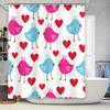 Bird Heart Shower Curtain Decor Bathroom Accessories Waterproof Fabric Print Home Decoration