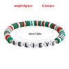 Christmas Beaded Bangle Festive Bohemian Colorful Bracelets 6/7Pcs Soft Clay Elastic Beaded Hand Chains Jewelry for Girl