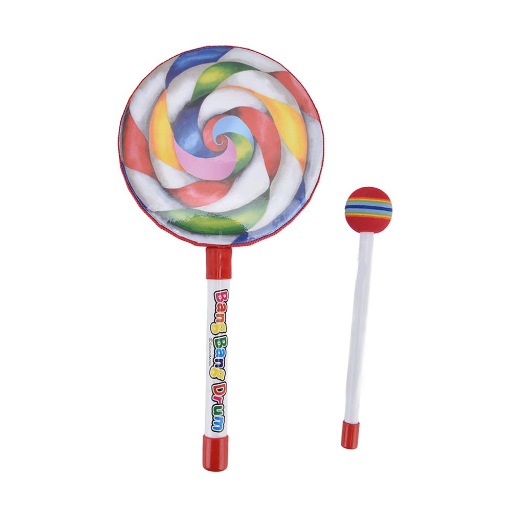 Hand Drum Wooden Frame Cartoon Shape Cute Appearance Crisp Sweet Small Volume Kids DrumLolly