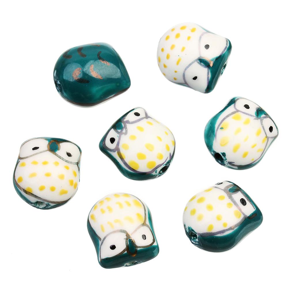5Pcs Owl Ceramic Beads Colorful Cute Animal Loose Beads for Jewelry Making Accessories DIY Bracelet Necklace Keychain Charms