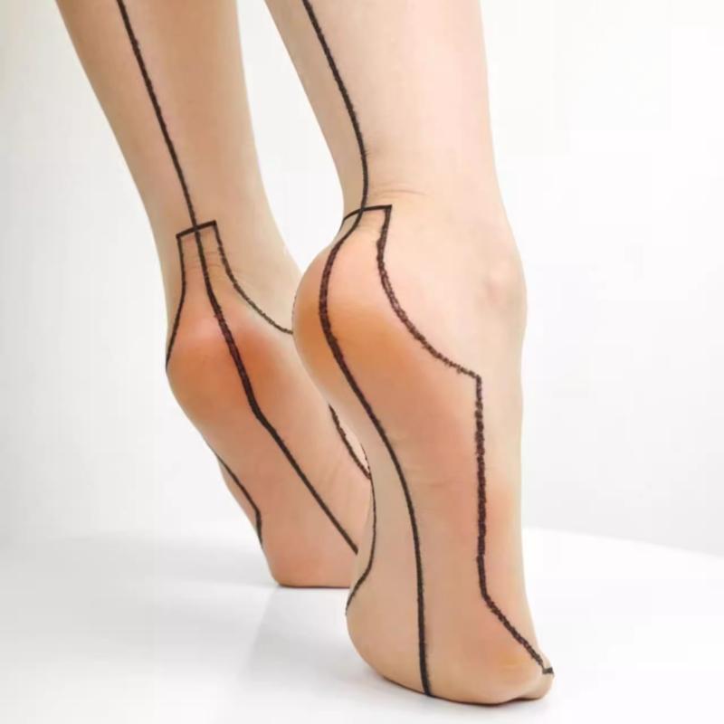 Women Sexy Cuban Heel Back Line Seamed Thigh High Stockings For Garter Belt 5D Oil Glossy Silky Transparent Pole Dance Clubwear