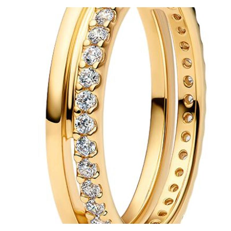 Pandora Versatile Style Gold-plated Copper-silver Alloy Ring Women's Gold 163799C01