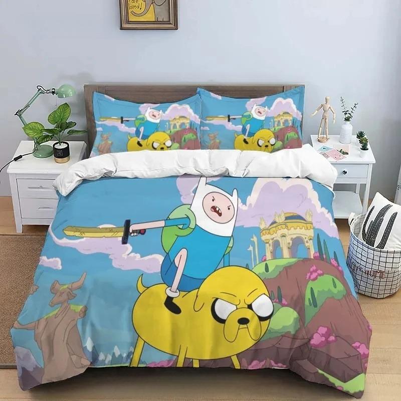 Premium Cartoon Adventure Time Finn And Jake Duvet Cover Comforter Bed Single Twin Full Queen Size 3D Youth Girl Boys Gift