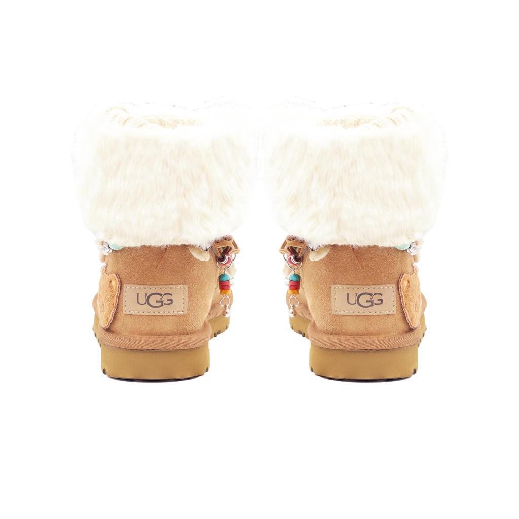UGG CLASSIC MINI Mocha Bear New Arrival Box Sheepskin Thermal Waterproof Short Snow Boots Women's Brown 1016222-CHE(Team-)