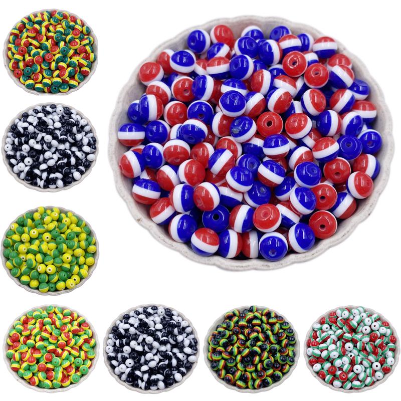 Creative Necklace Braclet Gift DIY Crafts Handmade Loose Beads For Jewelry Findings Flag Round 50Pcs 6mm Pendant