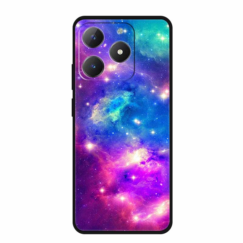 For Realme Narzo N61 Phone Case N 61 Coque Flowers Black Silicone Soft Back Cover For Realme Note 60 Case Note60 Funda Bags Capa