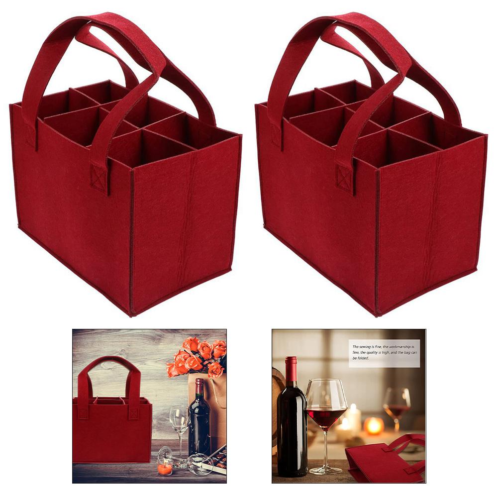 Felt Wine Carrier with Dividers Capacity for 6 Bottles Perfect for Events