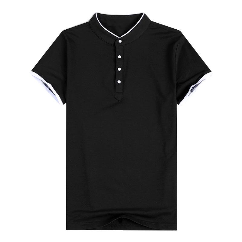 Herren Kurzarm Stehkragen Einfarbig Lässig Atmungsaktiv Sommer Polo T-Shirt