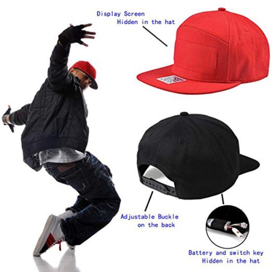 Sports Hat Luminous LED Display Men Women Adjustable Supports Multi-languages Baseball Hat