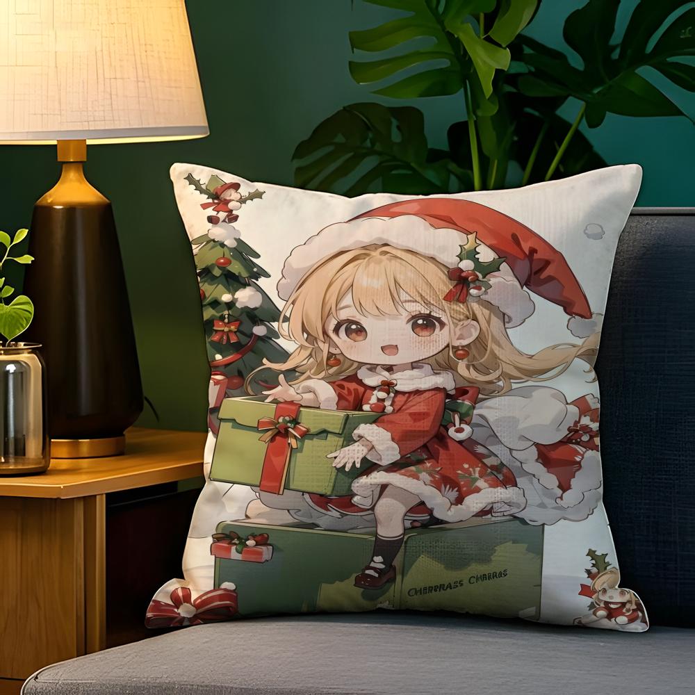 Christmas reindeer antler girl  Pillow Case Natural Linen Pillow Case DoubleSided Decor Sofa Pillowcase Home Decor