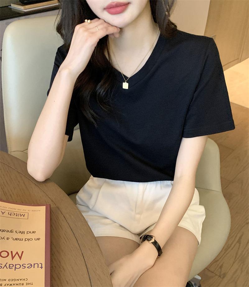 2025 Summer V-Neck Irregular Hem Hot Girl Short Sleeve T-Shirt for Women