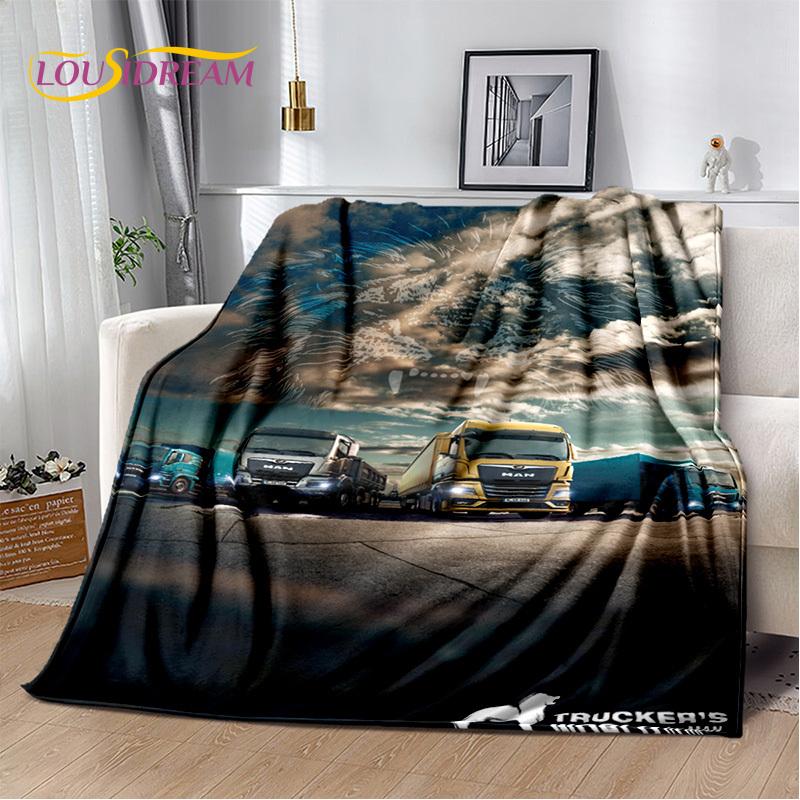 HD Man Truck Lorry 3D Printing Soft Flannel Blankets,Throw Blanket Comfortable Blanket for Picnic Beds Sofa Home Bedroom Gifts