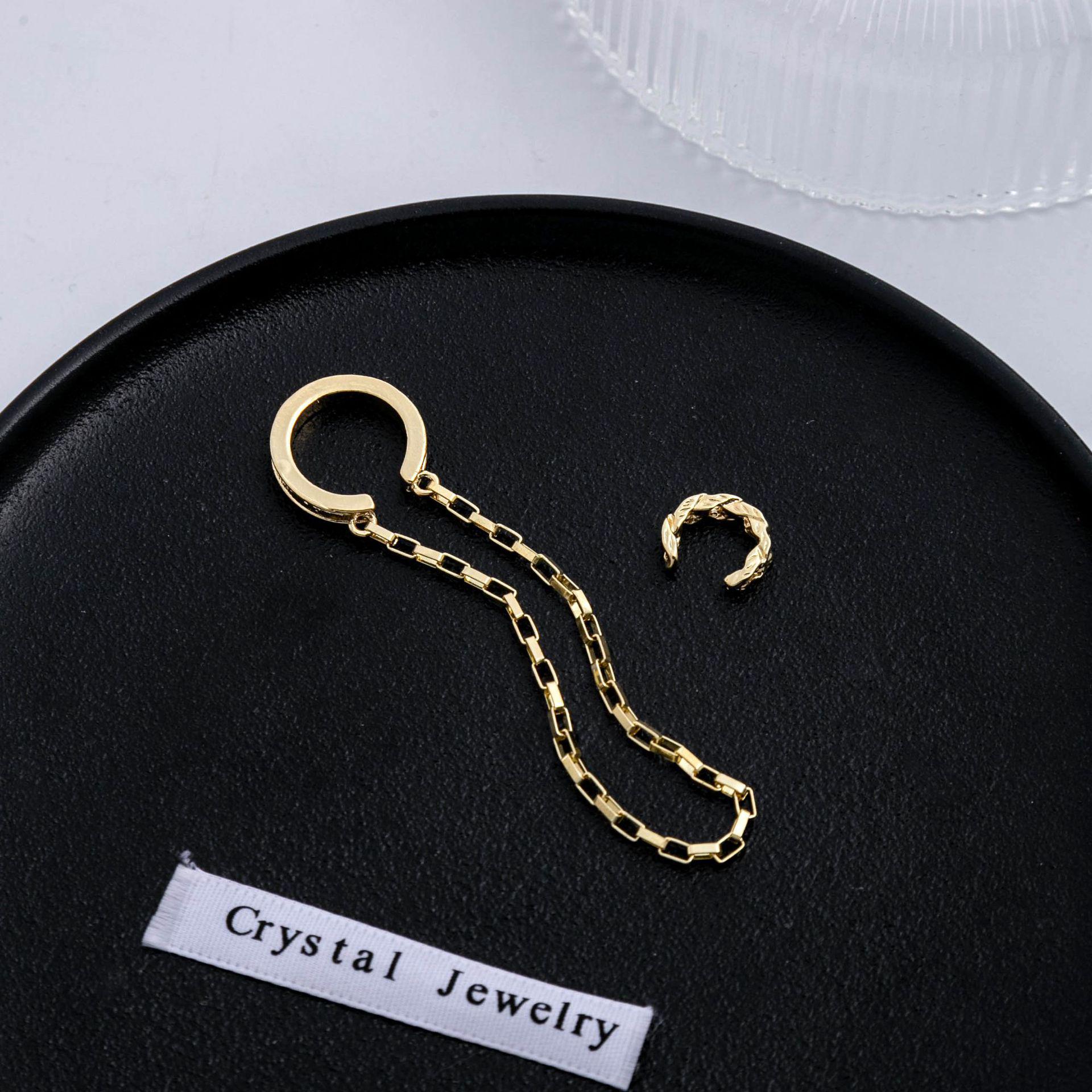 Geometric Heart Design Rhinestone Pearl Ear Cuff Earrings for Women