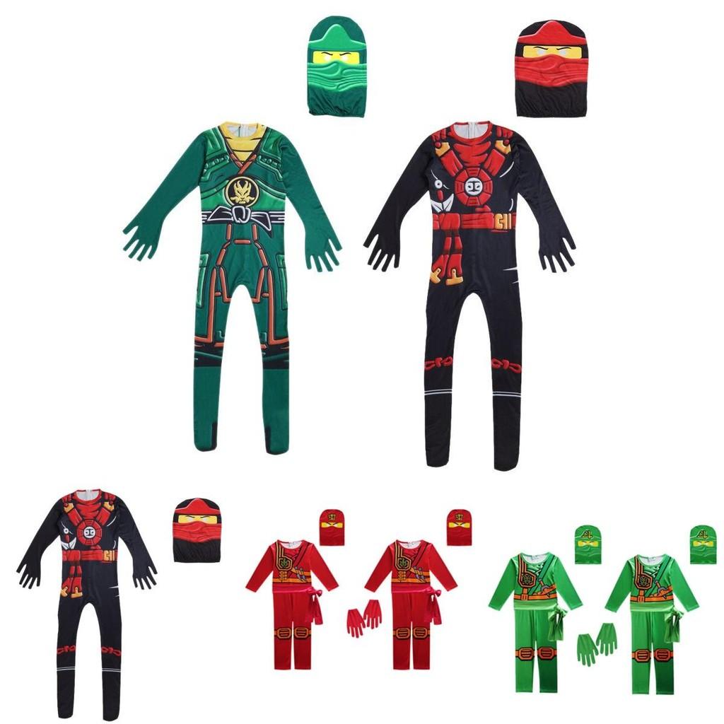 Cool Ninjago Inspired Kids Cosplay Party Clothes Set With Glove Hat And Jumpsuit