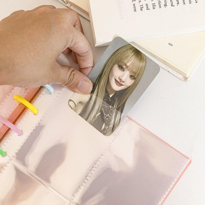 1 Książka do kolekcji kart z otworem grzybowym, wkładka w jednolitym kolorze, album z luźnymi kartkami, 3-calowa pocztówka ze zdjęciem, czteropanelowa, przechowywanie i sortowanie