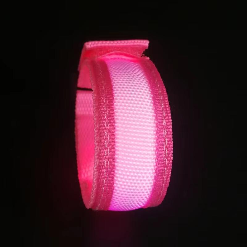 2Pcs LED Light Luminous Armband Bracelet Night Reflective Safety Belt Outdoor Sports Night Running Cycling Leg Arm Band Unisex