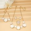 Chic Euro-American Jewelry Set: Irregular Round Drip Oil White Bracelet, Necklace, Earrings, Ring