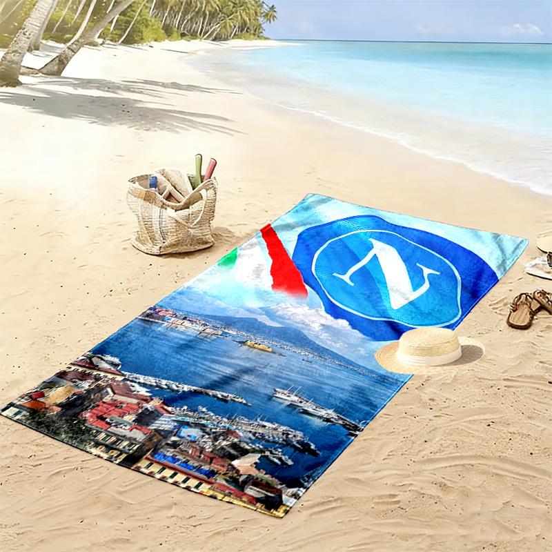 Asciugamano da Spiaggia Stampa Napoli Calcio, Asciugamano Grande Morbido Asciugatura Rapida per Spiaggia Campeggio Nuoto