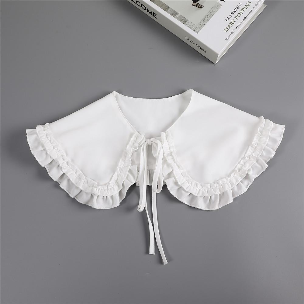 

Осінньо-зимовий декоративний комір з дерев яним краєм, фальшивий комір-стійка, високий комір білий