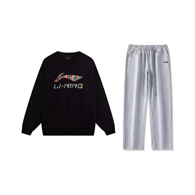 Li Ning Цветной логотип Принт букв Модный Удобный Универсальный Пуловер с круглым вырезом Толстовка Повседневный Спортивный костюм Толстовка унисекс YWDV543-1+AKLU881-2