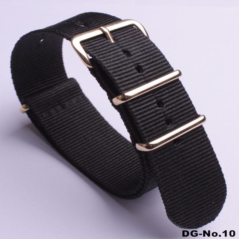 Красочный нейлоновый холщовый ремешок для часов с золотой пряжкой DG 18mm