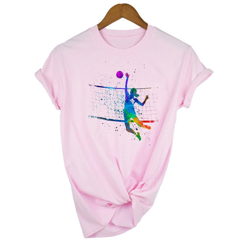 Women Clothes Watercolor Volleyball Girl Graphic Print T Shirt Femme Korean Style T Shirt Female