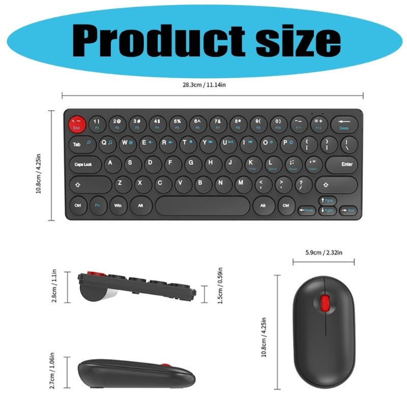 Silents Clicks Wireless Keyboards Mouse Set Round Retro Keycaps 2.4G Connectivitys Portable For Desktop Office Travel Use