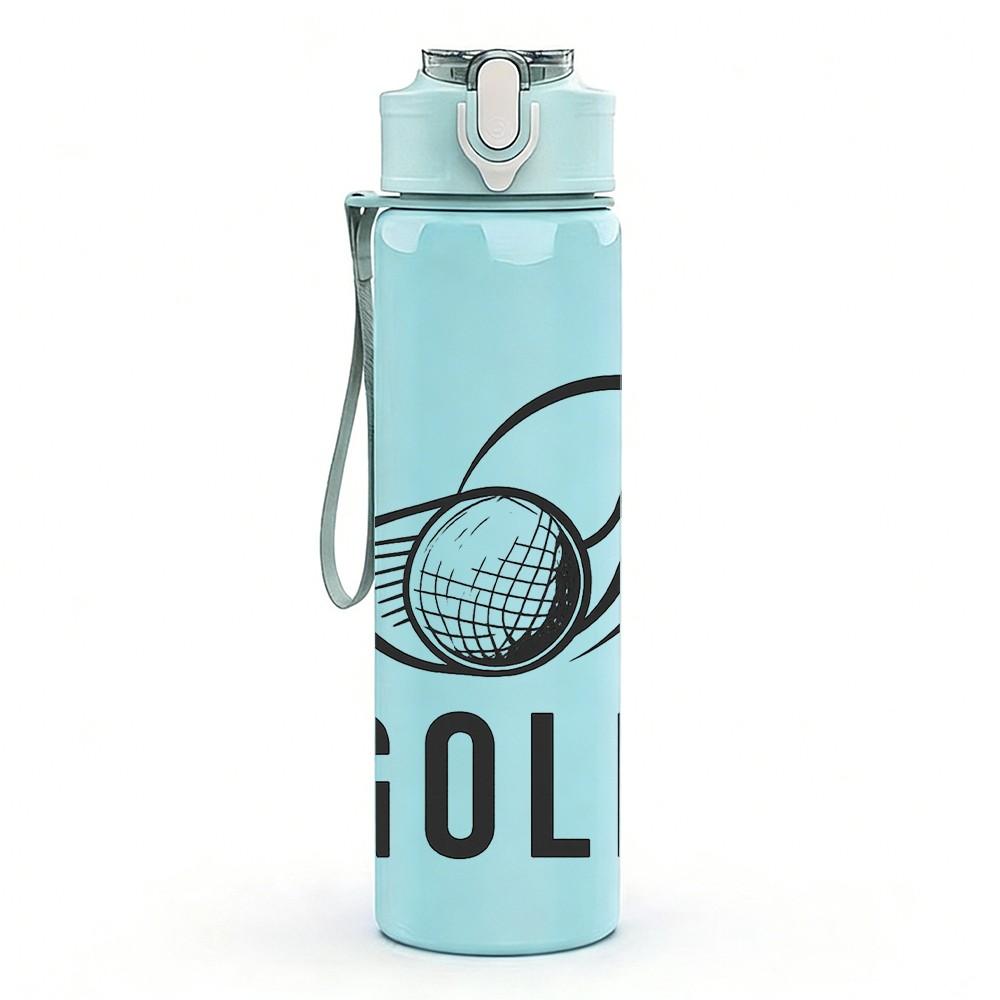 1PC Golf Club Silhouette Design 750ml Color Plastic Sports Water Bottle Leakproof Flip Straw Lid Suitable for Sports Office Home Use