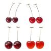 Fashionable Long Cherry Earrings Sweet Fruit Inspired Designs Dangle Earrings Unique Earrings Suitable for Fashion Look