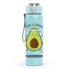 1PC Fitness Avocado Cartoon Print 750ml Color Plastic Sports Water Bottle Leakproof Flip Straw Lid Suitable for Sports Office Home Use