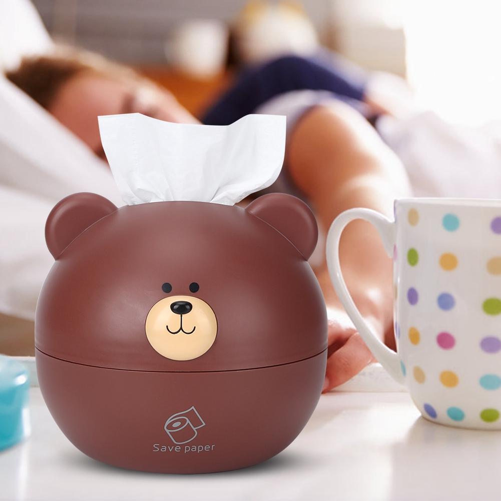Household Cartoon Bear Multi Functional Tissue Storage Box Paper Towel Dispenser Case(Brown )