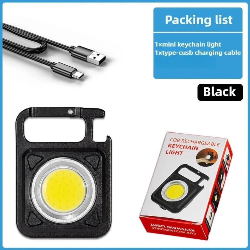 

Mini COB/USB Keychain Work Light, Rechargeable Waterproof Portable LED Flashlight Magnet Base for Hiking, Survival, Emergency Black
